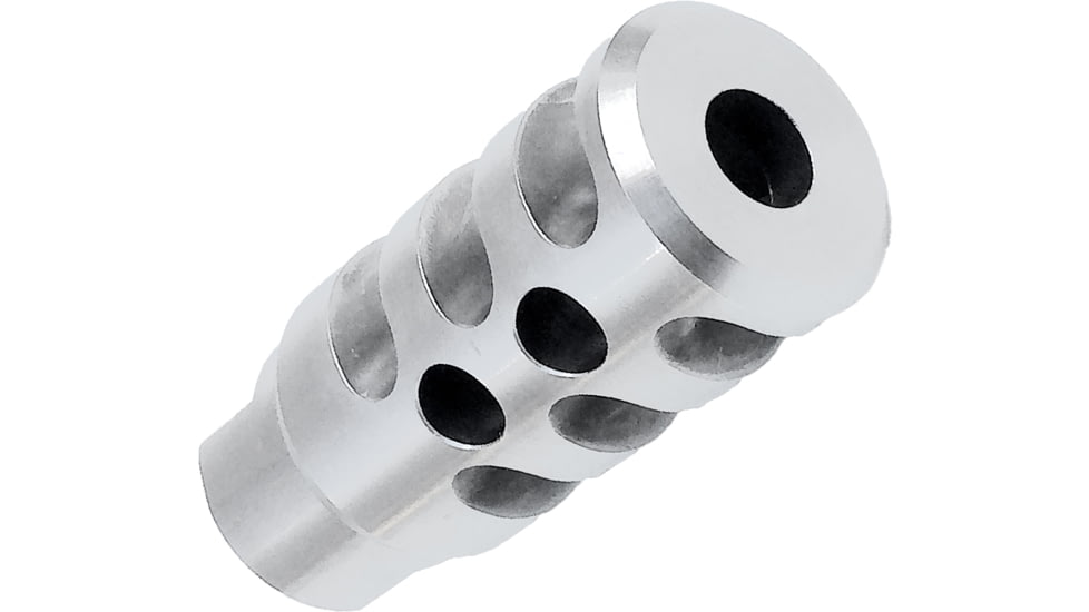 Infinite Product Solutions Gen 1 X-Treme Muzzle Brake, .223 Remington/5.56x45mm NATO/9mm Luger/.22 Hornet/17 Hornady Magnum Rimfire/.350 Legend, 1/2x28, Natural Stainless Steel, 1228-XTREME-SS-CW