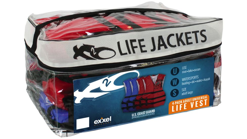 X2O Universal Life Vest, 4-Pack, Red/Blue, Large, XV10021PP