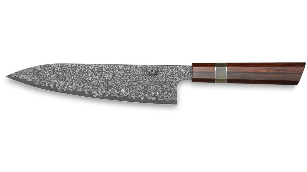 Xin Cutlery 14.25in Acid Etched Japanese Style Chef's Knife, 14.25in Overall, 9in Acid Etched Damascus Steel Blade, Rosewood/Buffalo Horn/Nickel Silver Handle, XC120