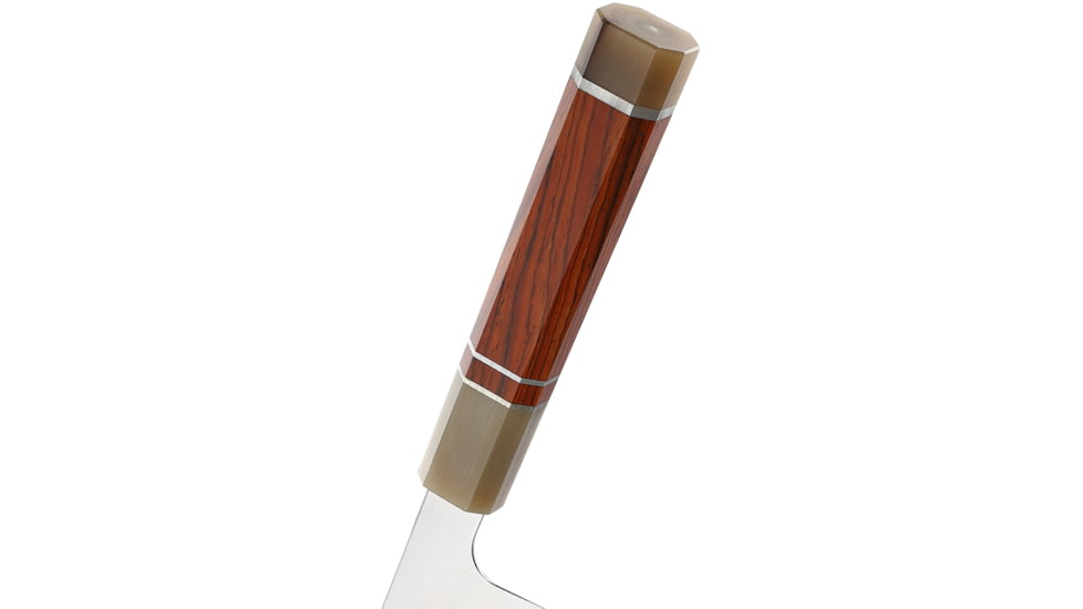 Xin Cutlery Japanese Style Kritsuke Knife, 14.25in Overall, 9in Satin 14C28N Sandvik Blade, White Buffalo Horn/Rosewood/Nickel Silver Handle, XC133