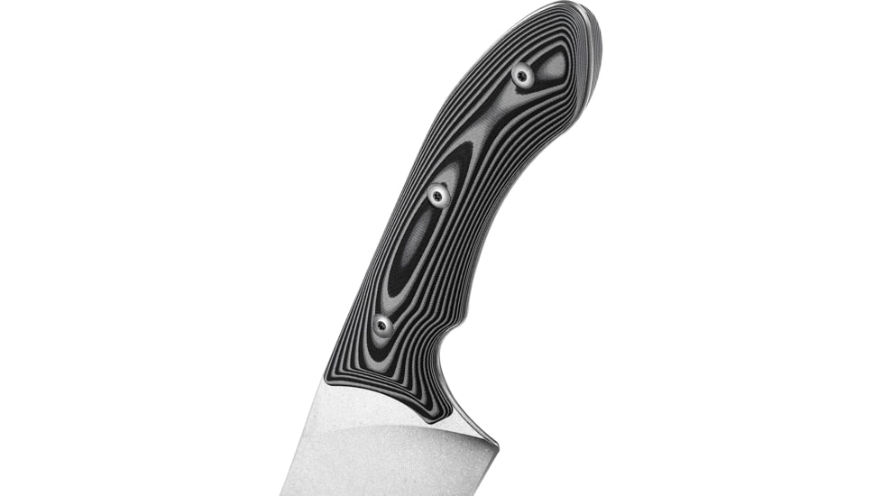 Xin Cutlery XinCross Tactical Chef's Knife, 14.25in Overall, 8in Stonewash Special Powder Alloy Blade, Black/White G10 Handle, Leather Sheath, XC111