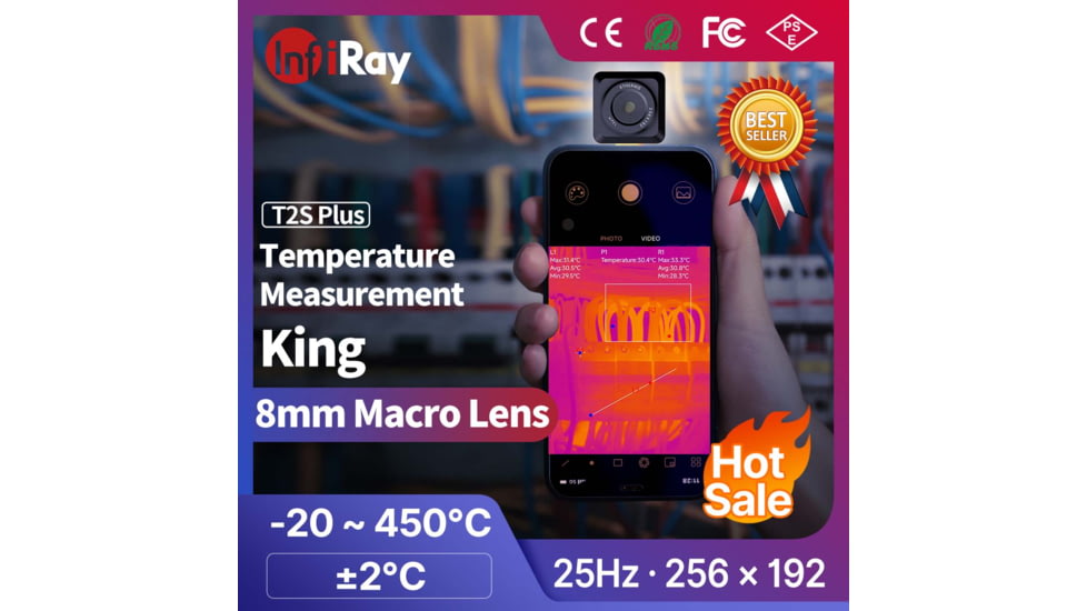 Xinfrared Cell Thermal Camera, 8mm Macro Lens, Yellow, Medium, T2SPlus