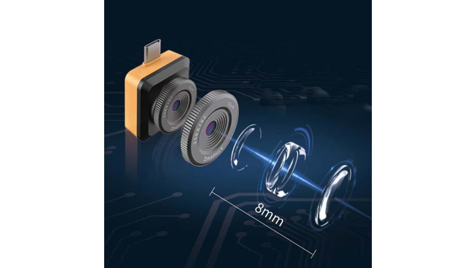 Xinfrared Cell Thermal Camera, 8mm Macro Lens, Yellow, Medium, T2SPlus