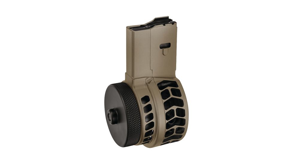 X Products X-25 Skeletonized Rifle Drum Magazine, AR .308/SR-25, Flat Dark Earth, 50 Rounds, X25-MCH-FDE-50RD