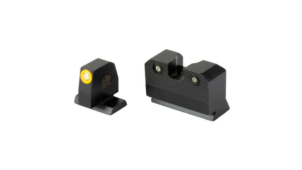 XS Sights R3D 2.0, Suppressor Height Tritium Night Sight, For S&amp;W M&amp;P OR Full Size &amp; Compact, Orange Front Outline, Green Tritium Front/Rear, SW-R205P-6N
