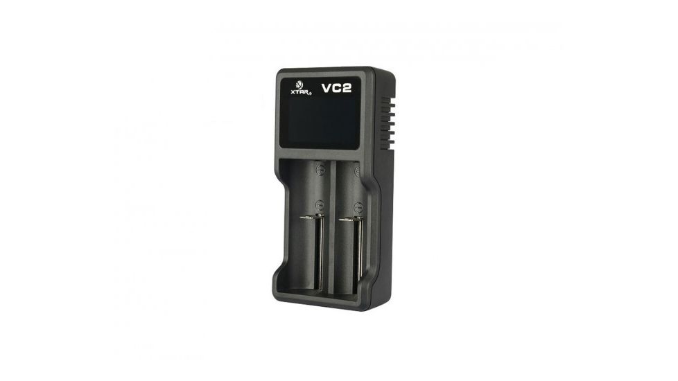 XTAR VC2 2-Bay Smart Battery Charger with LCD Digital Display, Black XTAR-VC2