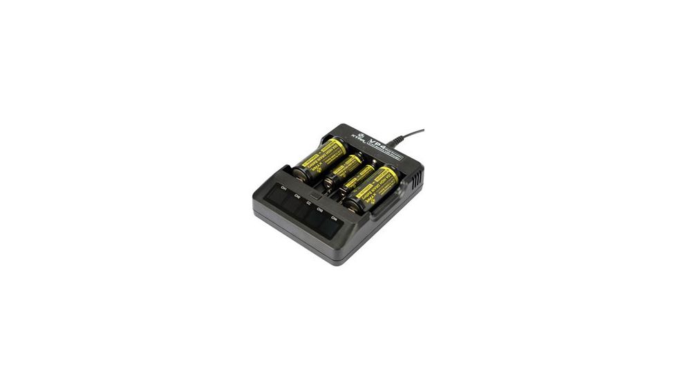 XTAR VP4 4-Bay Smart Battery Charger with LCD Digital Display, Black XTAR-VP4