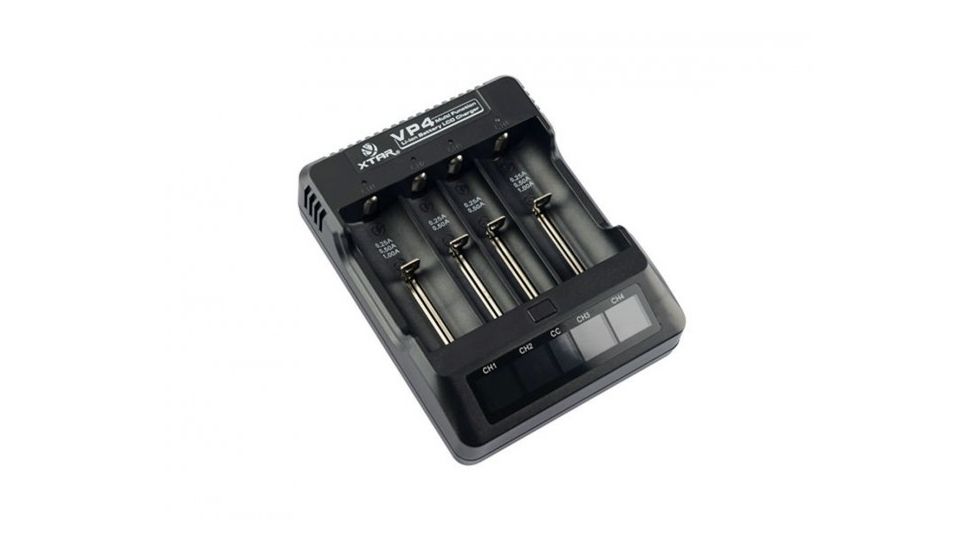 XTAR VP4 4-Bay Smart Battery Charger with LCD Digital Display, Black XTAR-VP4