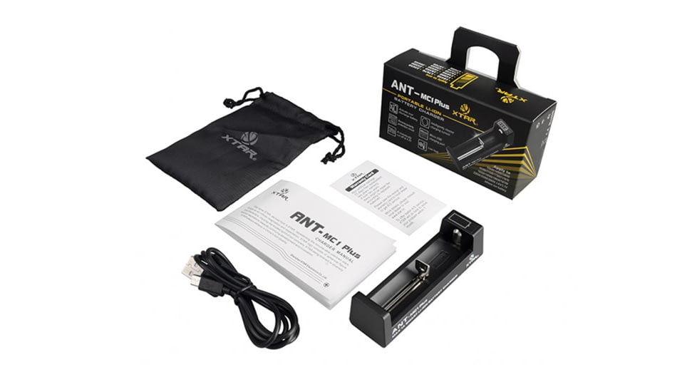 XTAR MC1 Plus, Portable Li-Ion Battery Charger, Single Bay, Constant Current, USB Chargeable, Black XTAR-MC1-PLUS
