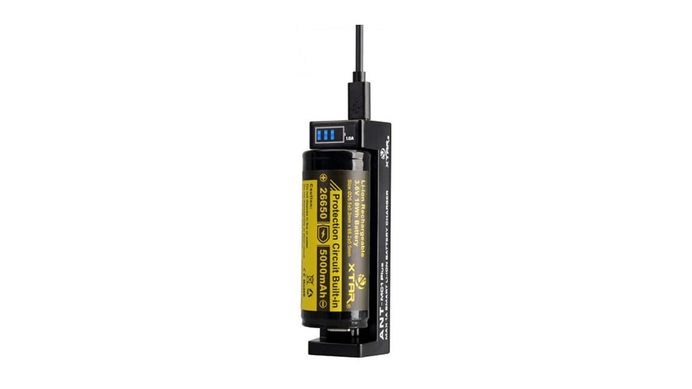 XTAR MC1 Plus, Portable Li-Ion Battery Charger, Single Bay, Constant Current, USB Chargeable, Black XTAR-MC1-PLUS