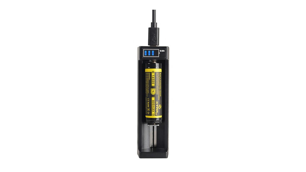 XTAR MC1 Plus, Portable Li-Ion Battery Charger, Single Bay, Constant Current, USB Chargeable, Black XTAR-MC1-PLUS
