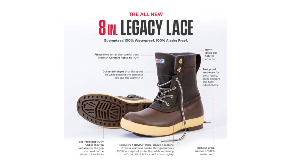 Xtratuf 8in Insulated Legacy Lace Boot - Mens, Chocolate, 13, LLM8-900-BRN-130