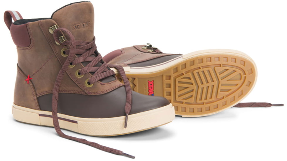 Xtratuf Leather Ankle Deck Boot Lace Shoe - Womens, Brunette/Rum Raisin, 7, LALW-900-BRN-070