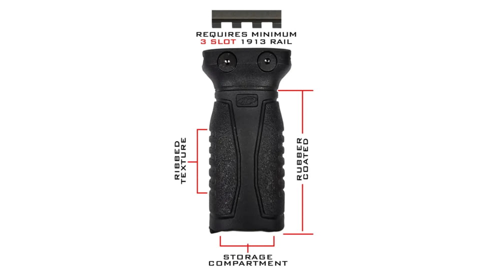 XTS Short Rubberized Vertical Grip, Black, XTS 306-R