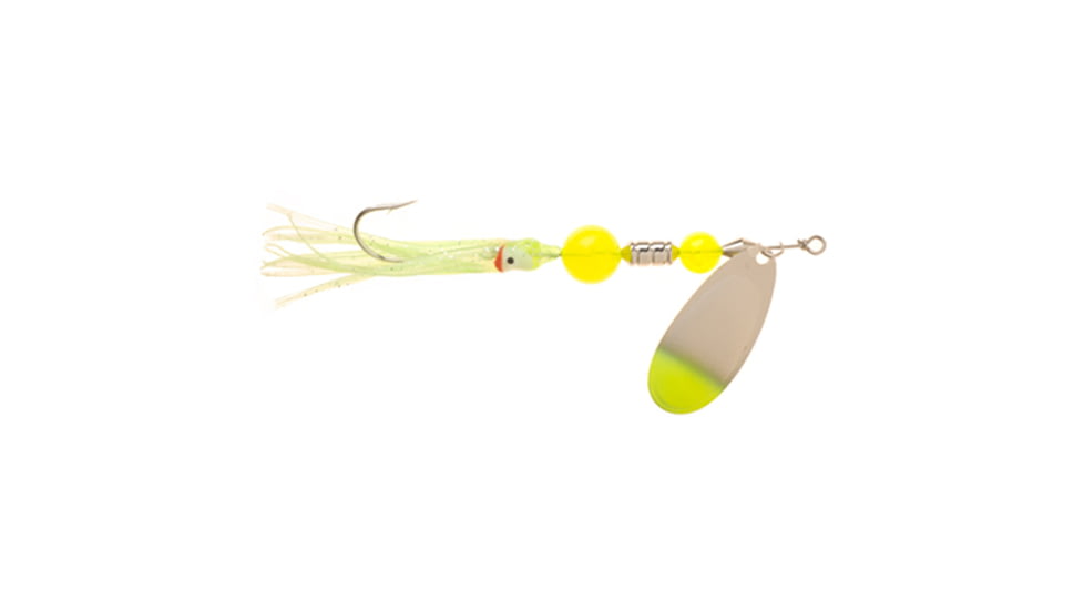 Yakima Bait Flash Glo UV Squid Casting Spinner, 1/2 oz Nickel Chartreuse Tip with Chartreuse Squid, 1136U-NC
