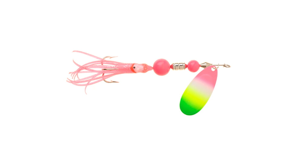 Yakima Bait Flash Glo UV Squid Casting Spinner, 1/2 oz Rainbow with Pink Squid, 1136U-RBOW