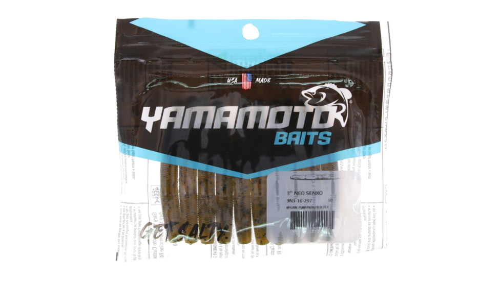 Yamamoto Baits Ned Senko Worm, 10, 3in, Green Pumpkin-Black, YAM-9N3-10-297