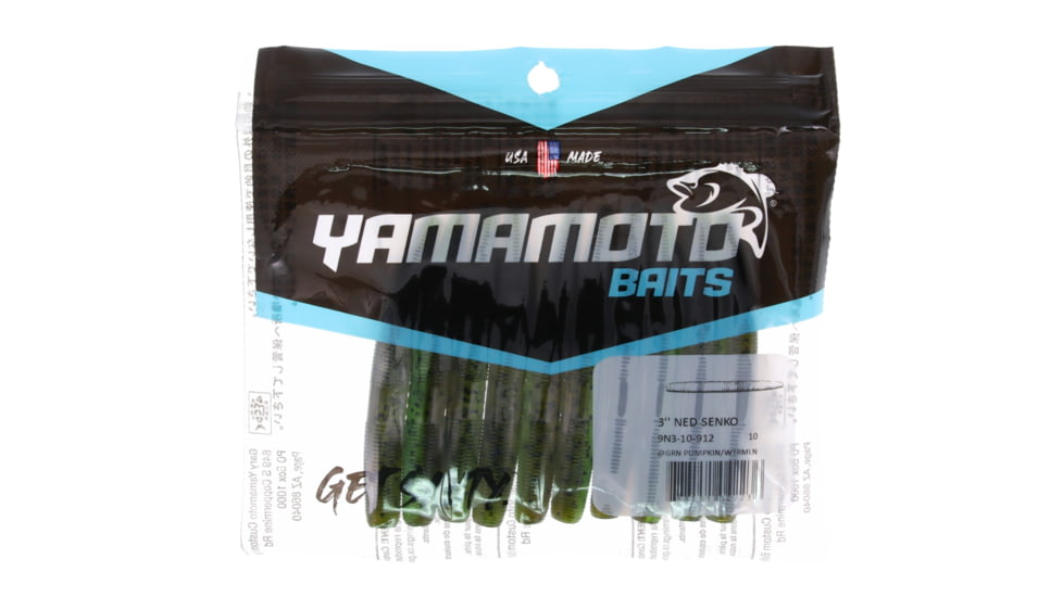 Yamamoto Baits Ned Senko Worm, 10, 3in, Green Pumpkin-Watermelon, YAM-9N3-10-912