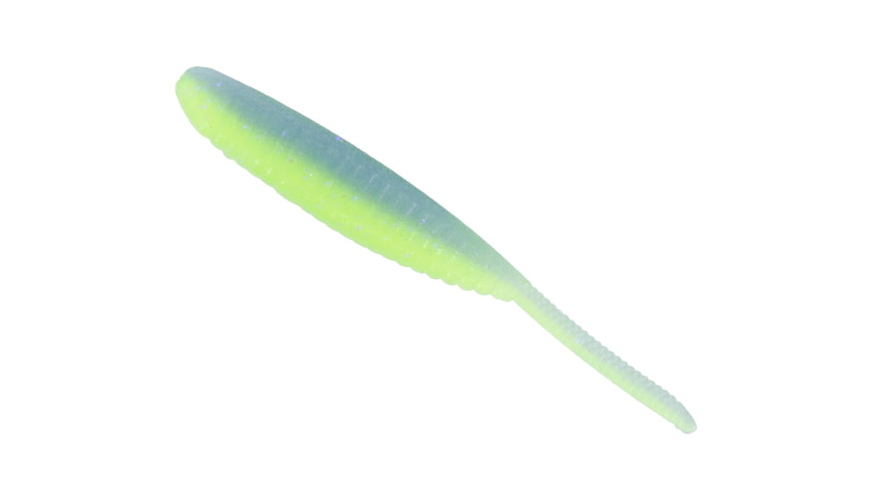 Yamamoto Baits 3in Shad Shape Worm, 10 pack, Electric Blue-Chartreuse, YAM-68JR-10-9007