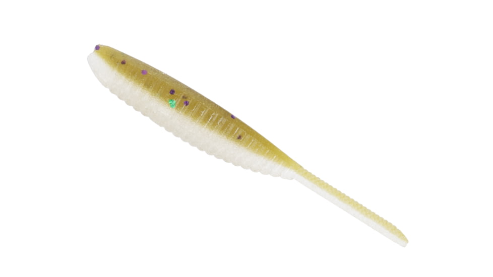 Yamamoto Baits 3in Shad Shape Worm, 10 pack, Green Pumpkin-Purple Blaze-Clear Bel, YAM-68JR-10-938