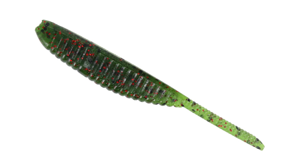 Yamamoto Baits 3in Shad Shape Worm, 10 pack, Watermelon-Black Flake-Red Flake, YAM-68JR-10-208