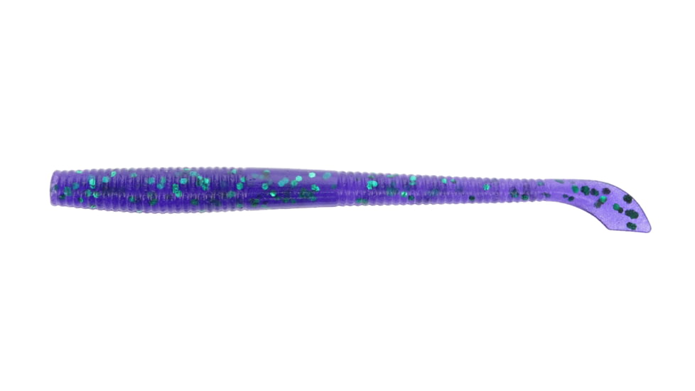 Yamamoto Baits Kut 4in Tail Worm, 20, Purple-Emerald Flake, YAM-7-20-213