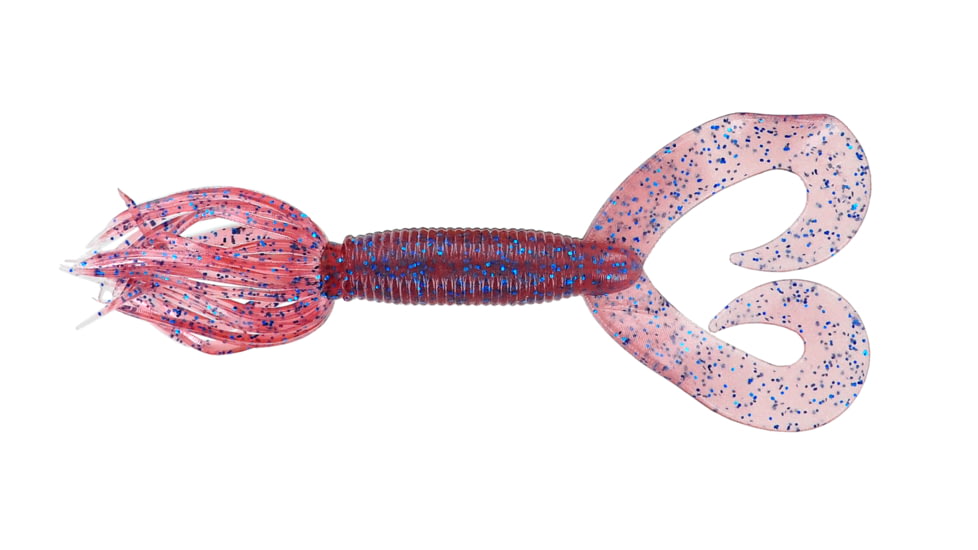 Yamamoto Baits Double Tail 5in Hula Grub, 10 Pack, Cinnamon-Red-Blue, YAM-97-10-215
