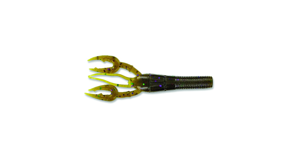 Yamamoto Baits Fat Baby Craw 3.75in, 7pk, Green Pumpkin with Large Green &amp; Large Purple, 3FS-07-301