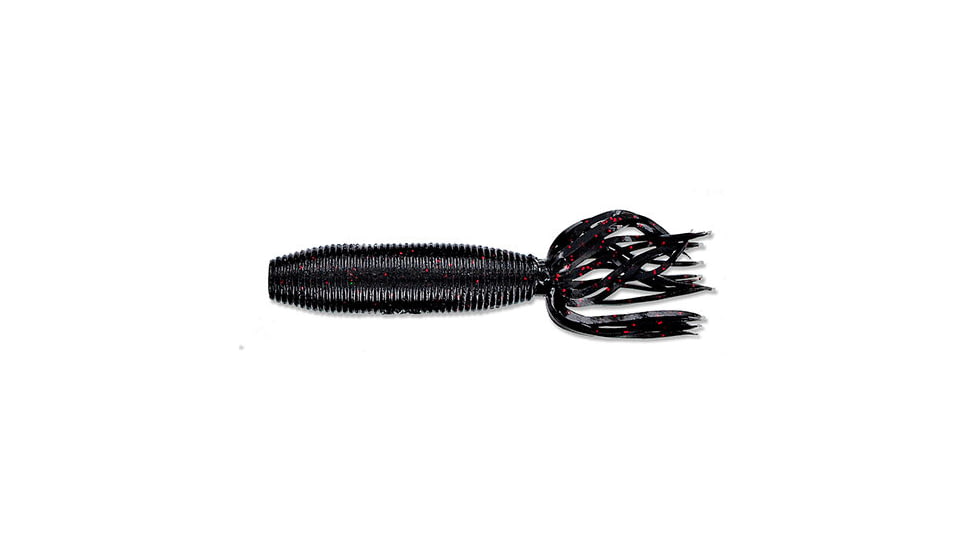 Yamamoto Baits Fat Ika Soft Bait, 10, 4in, Black with Small Red Flake, 92F-10-051