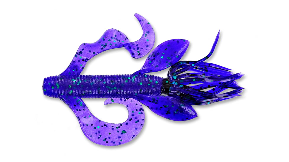 Yamamoto Baits Kreature, 4in, 7pk Junebug Purple with Emerald Flake, 5-07-213