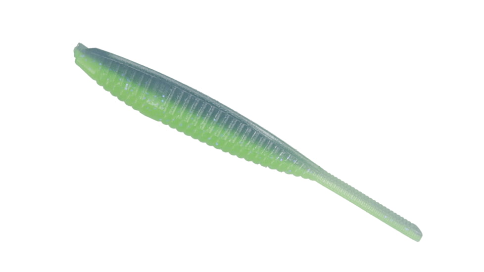 Yamamoto Baits Shad Shape Worm 3.75in, Chartreuse/Electric Blue, YAM-68L-10-9007