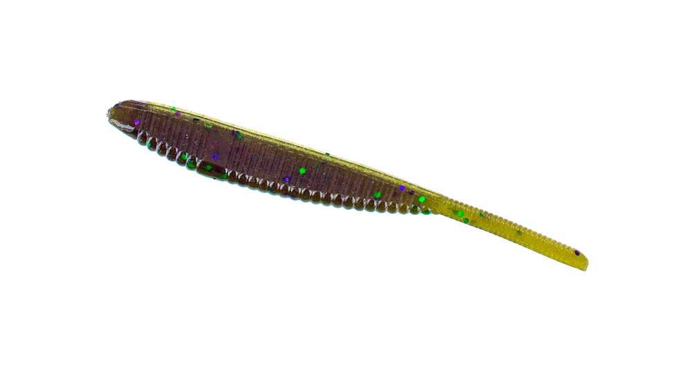 Yamamoto Baits Shad Shape Worm 3.75in, Green Pumpkin w/ Large Green &amp; Purple Flake, YAM-68L-10-301