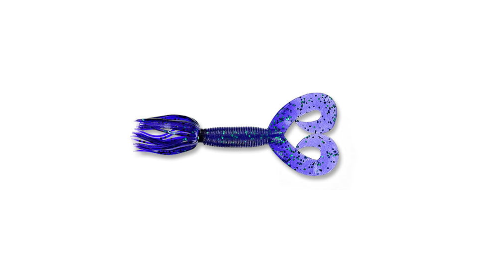 Yamamoto Baits Double Tail 5in Hula Grub, 10 Pack, Junebug Purple with Emerald Flake, YAM-97-10-213