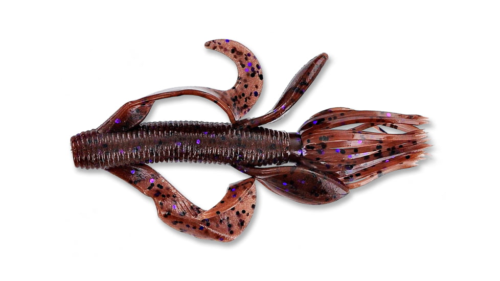 Yamamoto Baits Kreature Soft Bait, 7, 4in, Cinnamon Brown With Large Black &amp; Large Purple Bod, YAM-5-07-221