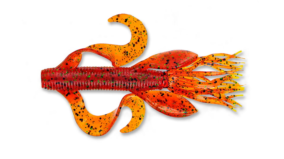 Yamamoto Baits Kreature Soft Bait, 7, 4in, Pumpkin Orange with Large Black &amp; Small Green, YAM-5-07-196