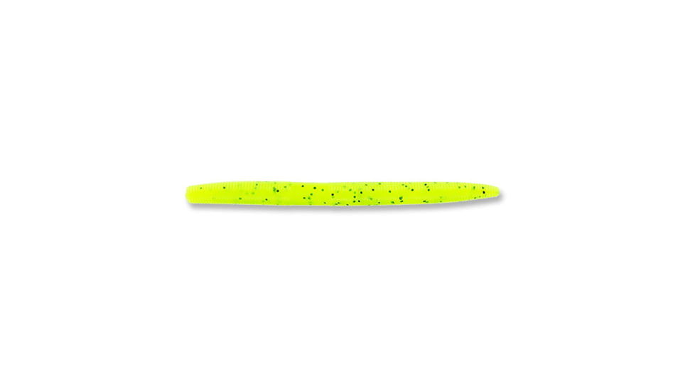 Yamamoto Baits Senko 5in Worm, 10 Pack, Chartreuse/Large Black Flake, YAM-9-10-156