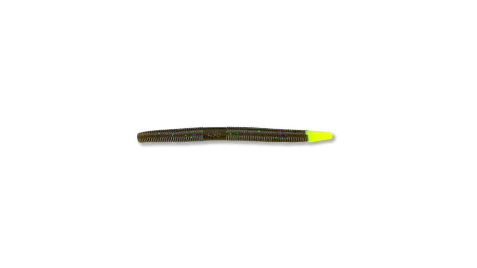 Yamamoto Baits Senko 5in Worm, 10 Pack, Green Pumpkin/Chartreuse Tail, YAM-9-10-913