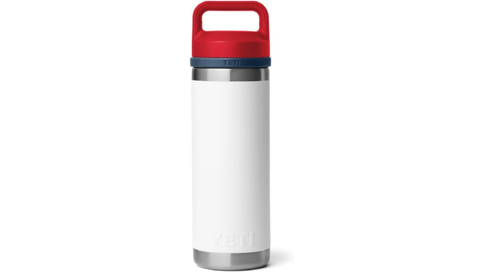 Yeti Rambler 18 oz Bottle Chug, White/Navy/Rescue Red, 18 oz, 21071505907