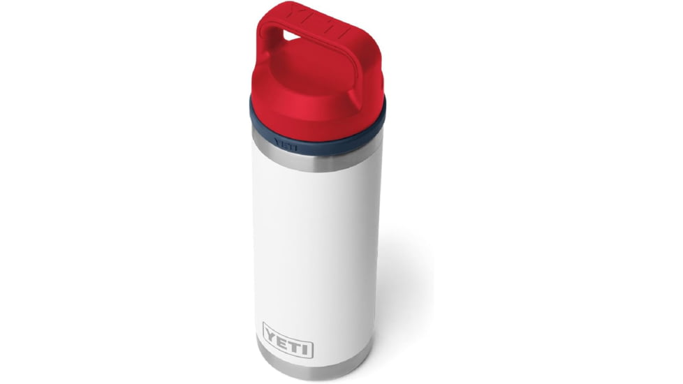 Yeti Rambler 18 oz Bottle Chug, White/Navy/Rescue Red, 18 oz, 21071505907