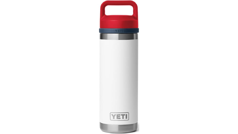 Yeti Rambler 18 oz Bottle Chug, White/Navy/Rescue Red, 18 oz, 21071505907