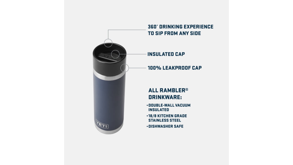 Yeti Rambler 18 oz Bottle with HotShot Cap, Charcoal, 18 oz, 21071501172
