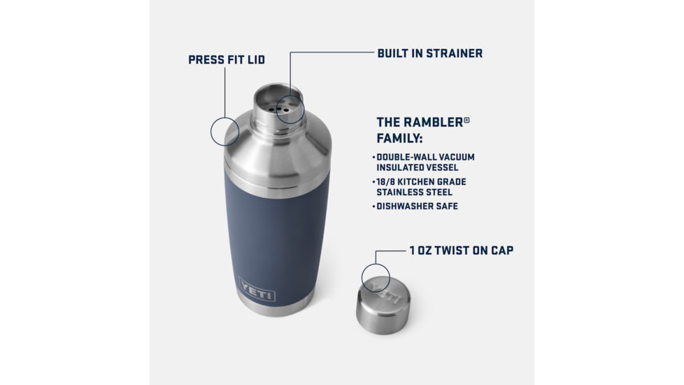 Yeti Rambler 20 oz Cocktail Shaker Big Wave Blue, Big Wave Blue, 20 oz, 21071502674