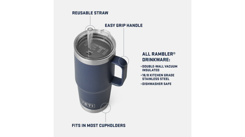 Yeti Rambler 25 oz Straw Mug, Black, 25 oz, 21071502240