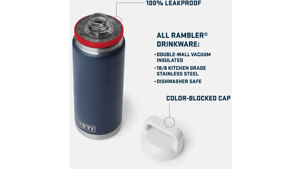 Yeti Rambler 26 oz Bottle Chug, Rescue Red/White/Navy, 26 oz, 21071505752