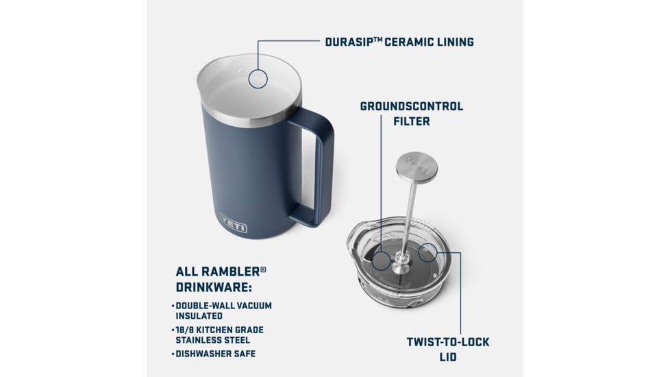 Yeti Rambler 34oz French Press Big Wave Blue, Big Wave Blue, 34 oz, 21071502684