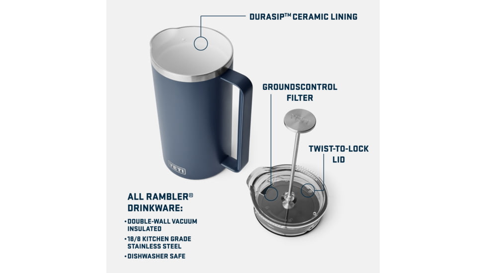 Yeti Rambler 64 Oz French Press Navy, Navy, 64 oz, 21071501854