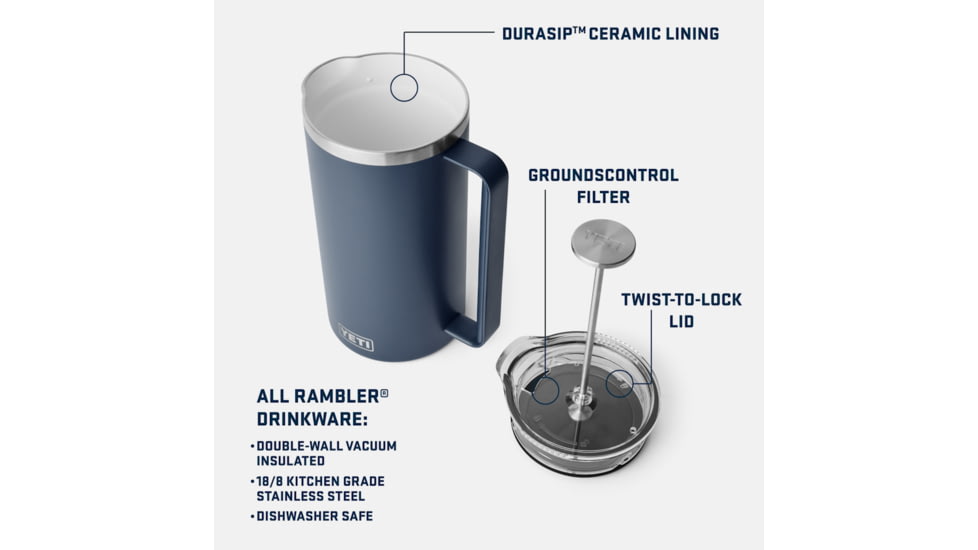 Yeti Rambler 64 Oz French Press White, White, 64 oz, 21071501853