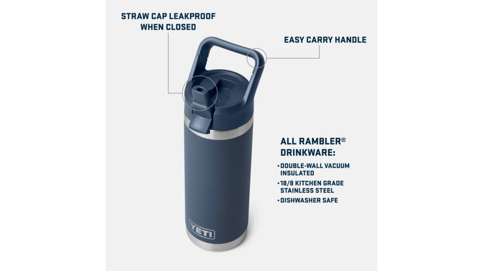 Yeti Rambler 18 oz Water Bottle w/Straw Cap