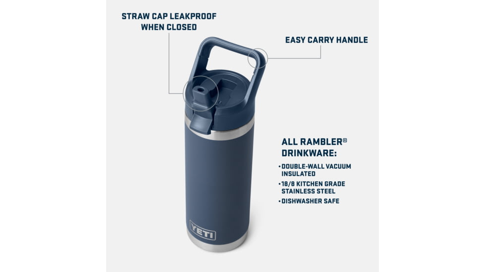 Yeti Rambler 18 oz Water Bottle w/Straw Cap