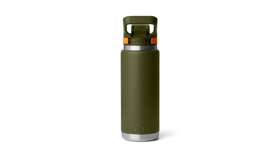 Yeti Rambler 26 oz Water Bottle w/ Flip Chug Cap, Olive/King Crab Orange, 21071508519
